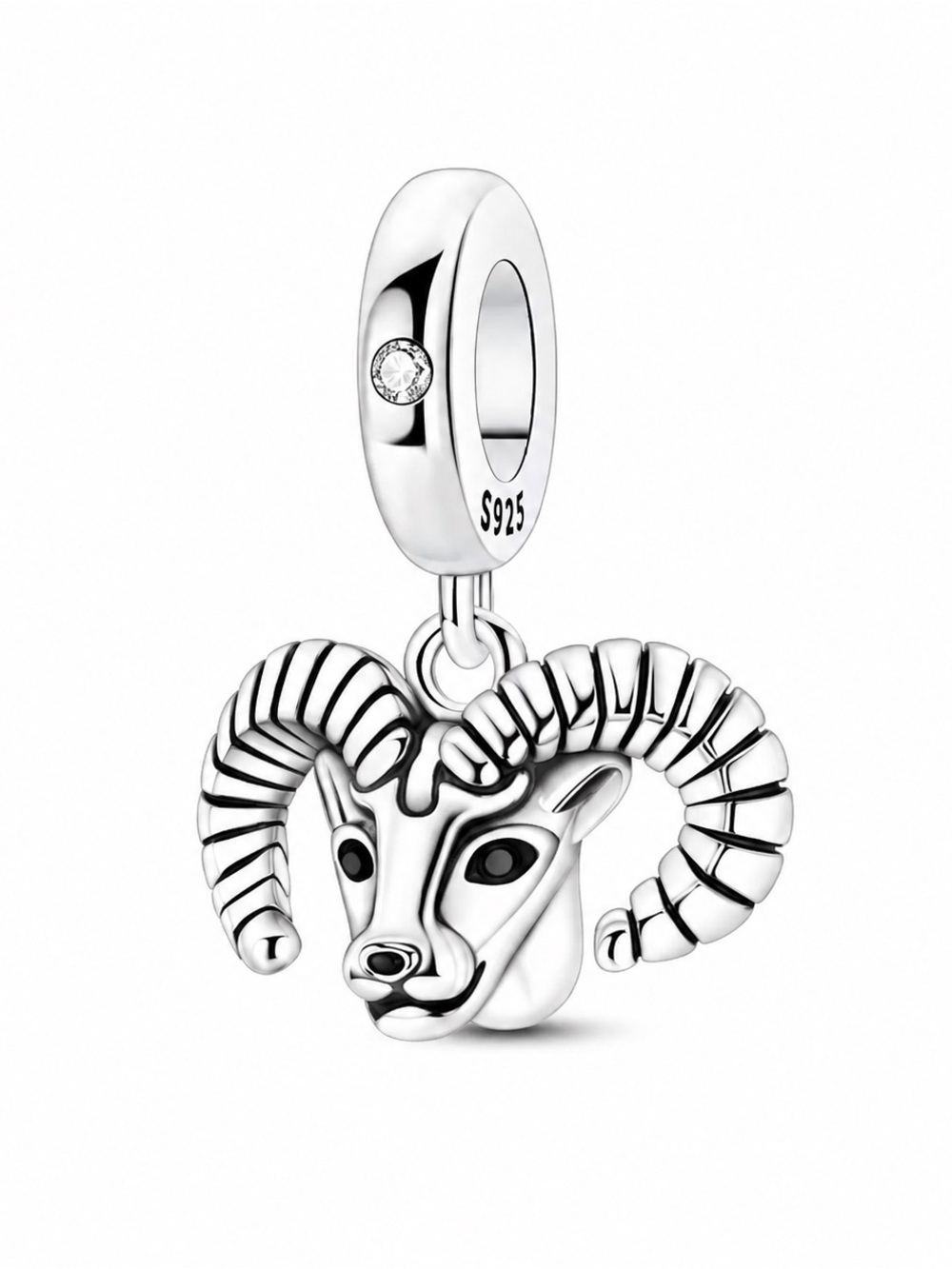 925 Sterling Silver Aries Ram Zodiac Dangle Charm S925